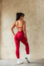 Crossover Scrunch Leggings - Wine Red