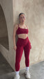 Crossover Scrunch Leggings - Wine Red